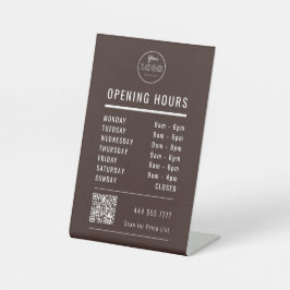 Expositor En L Horario de apertura de la empresa con código QR de