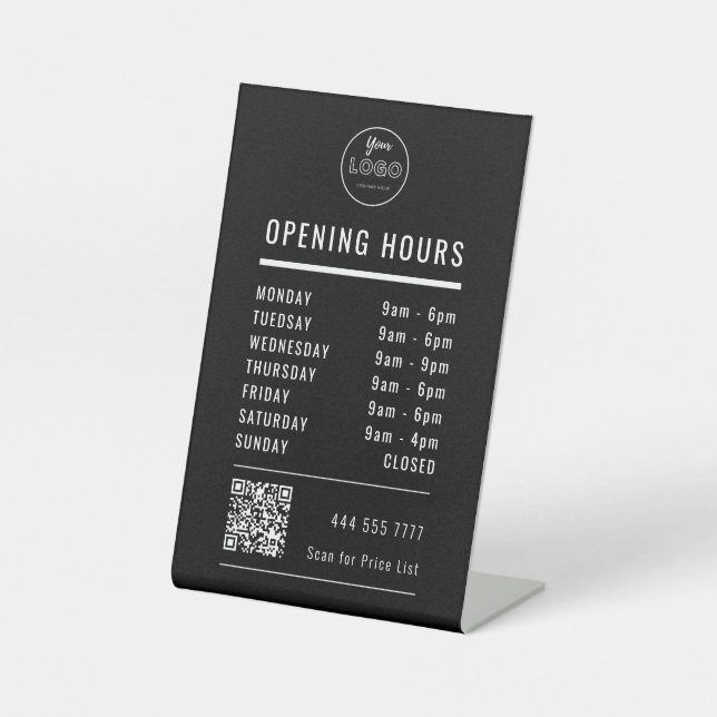 Expositor En L Horario de apertura de la empresa en negro con cód (Anverso)