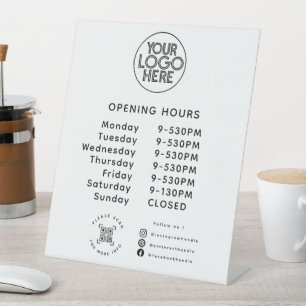 Expositor En L Horarios de apertura del logotipo comercial del pe