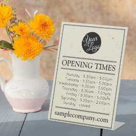 Expositor En L Horas De Apertura Del Logotipo De personalizable Y