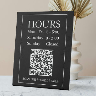 Expositor En L Horas Rótulo abierto, generar código QR, blanco y