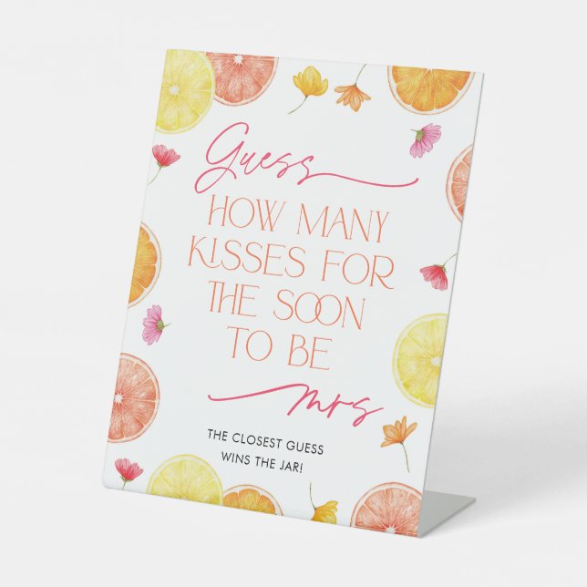 Expositor En L How Many Kisses Sign Bridal Shower Game Citrus (Anverso)
