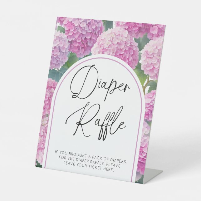 Expositor En L Hydrangea Baby Shower Diaper Raffle (Anverso)