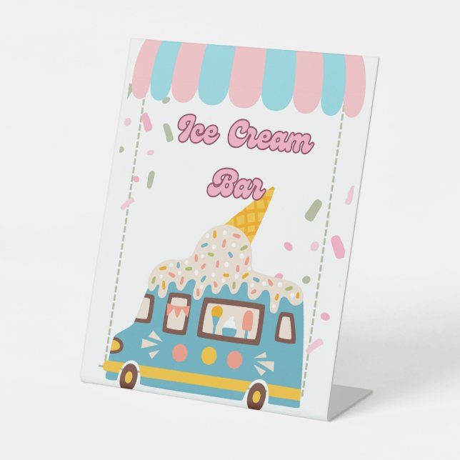 Expositor En L Ice Cream Bar Food Sign Tabletop Padestal (Anverso)