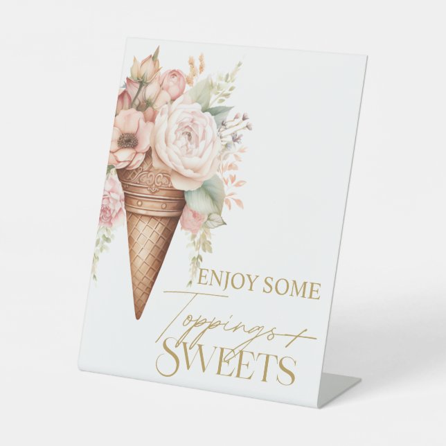 Expositor En L Ice Cream Toppings Sweet Rótulo Bridal Shower (Anverso)