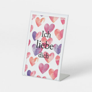 Expositor En L Ich liebe dich – Watercolor Heart Valentine Sign
