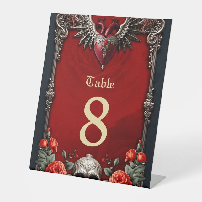 Expositor En L Icono gótico romántico: corazón, rosa, cráneo. (Anverso)