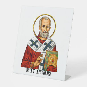 Expositor En L icono ortodoxo serbio de santos san nicolás