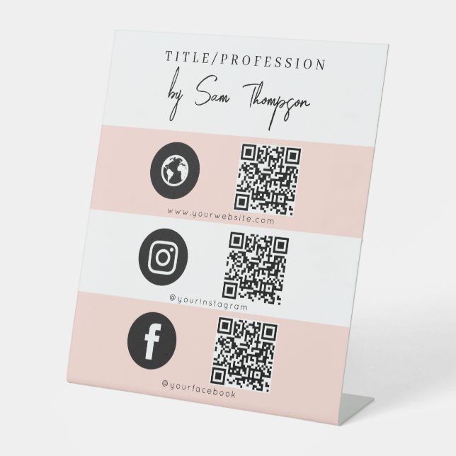 Expositor En L Icono triple y código QR Empresas Medios sociales  (Anverso)