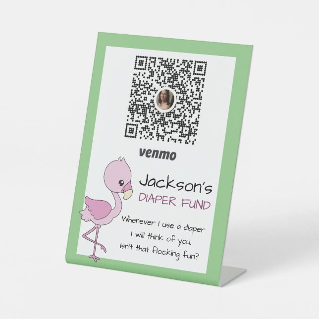 Expositor En L Ideas de ducha Flamingo Baby Boy personalizadas (Anverso)