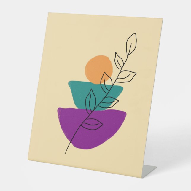 Expositor En L Ilustración boho de hojas (Anverso)