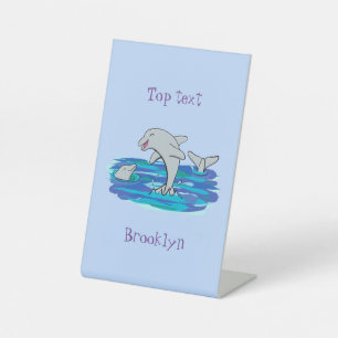 Expositor En L Ilustración de dibujos animados de delfines felice
