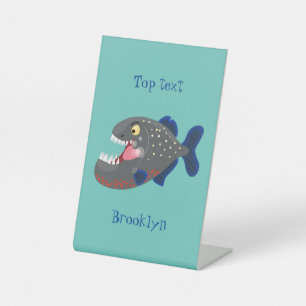 Expositor En L Ilustración de dibujos animados de piraña divertid