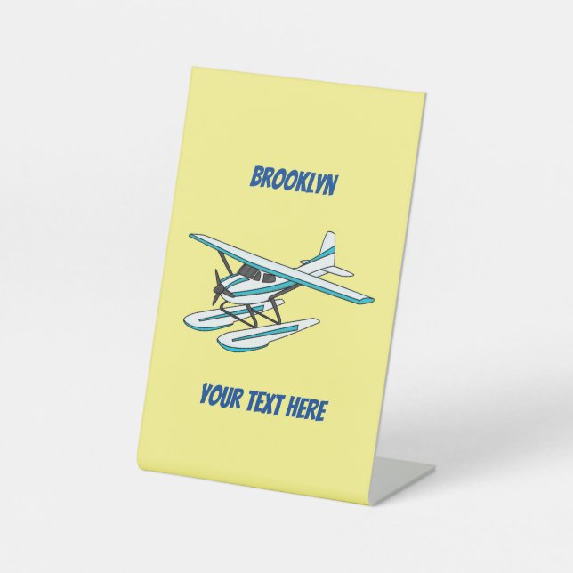 Expositor En L Ilustracion de hidroavión azul blanco  (Anverso)