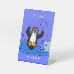 Expositor En L Ilustracion de personalizado de pingüino puenteado