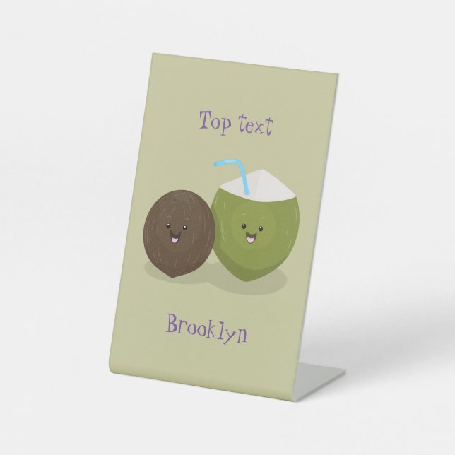 Expositor En L Ilustracion personalizado de cocos kawaii alegres (Anverso)