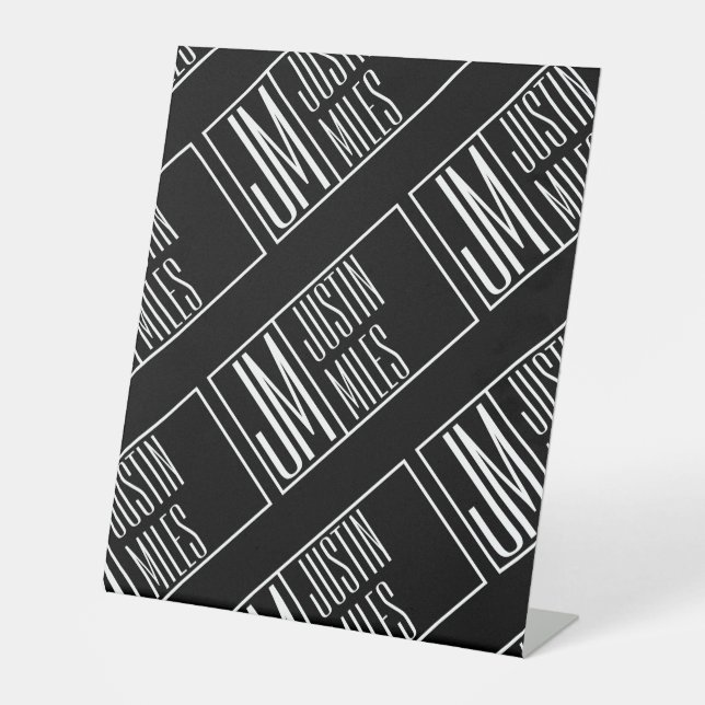 Expositor En L Iniciales modernas con patrón de monograma de nomb (Anverso)