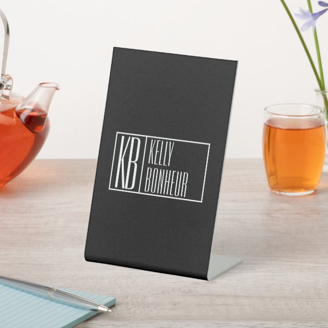 Expositor En L Iniciales modernas en blanco y negro con monograma (In Situ)