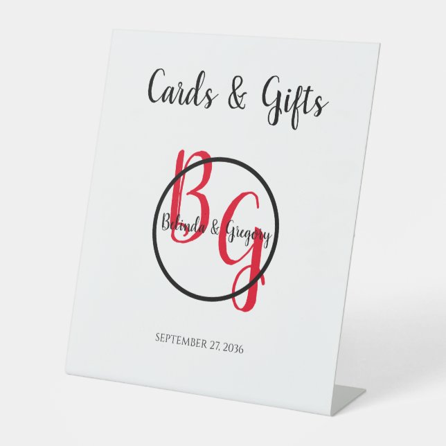 Expositor En L Iniciales Personalizadas Simples Tarjetas de Boda  (Anverso)