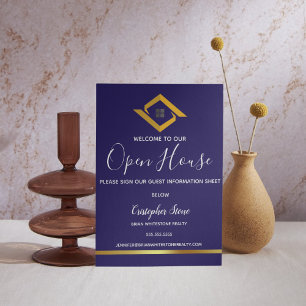 Expositor En L Inmobiliaria Logo de Casa Azul Marino Moderno Corr