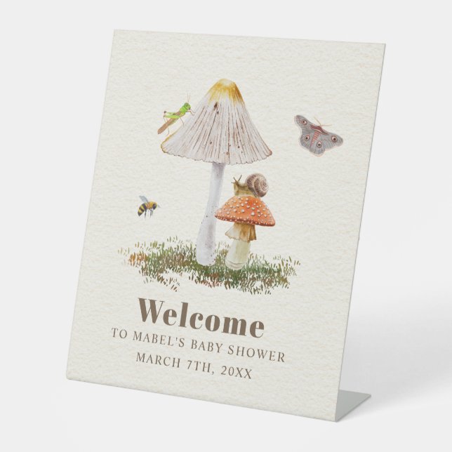 Expositor En L Insect Mushroom Woodland Nature Baby Shower (Anverso)