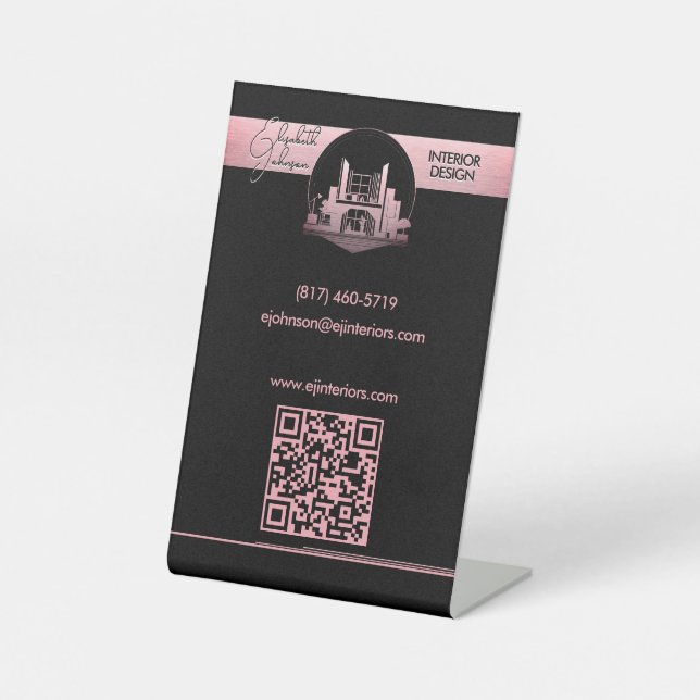 Expositor En L Interior Design or Architect Logo Black and Rose  (Anverso)