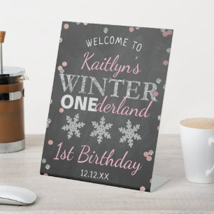 Expositor En L Invierno Onederland Chalkboard Primer cumpleaños B