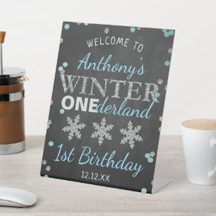 Expositor En L Invierno Onederland Chalkboard Primer cumpleaños B