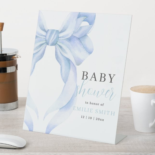 Expositor En L Invitación a Baby Shower de Blue Bow, Boy Baby Sho (In Situ)