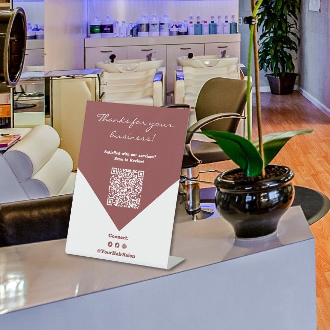 Expositor En L Invitación a la revisión del cliente satisfecha (Satisfied Customer Review Invitation Pedestal Sign)