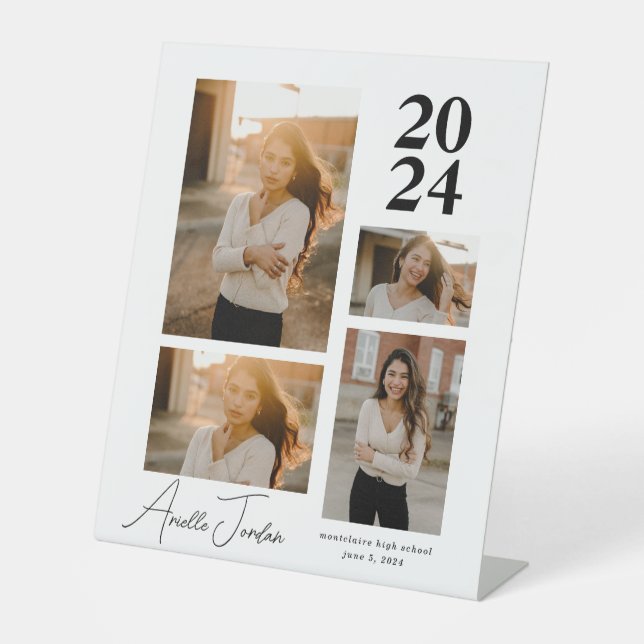 Expositor En L Invitación al Relieve metalizado del año de gradua (Anverso)