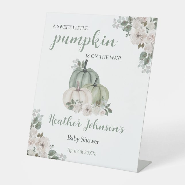Expositor En L Invitación de Baby Shower a la calabaza dulce (Anverso)