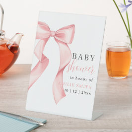 Expositor En L Invitación de Baby Shower de color rosa para dobla