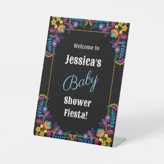 Expositor En L Invitación de Baby Shower Floral Fiesta Mexicana