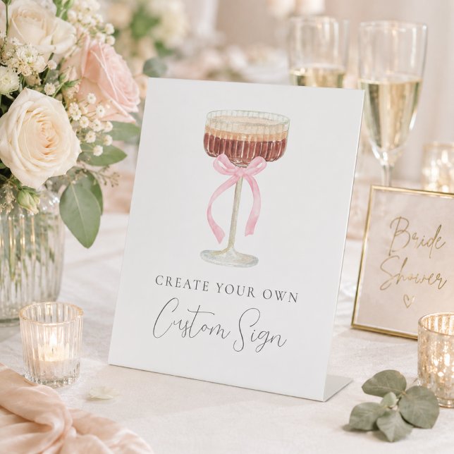 Expositor En L Invitación de Despedida de Soltera Tini Bit Closer (tini bit closer bridal shower custom table sign)