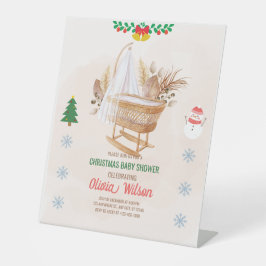 Expositor En L Invitación de navidades a Baby Shower Beige y Brow