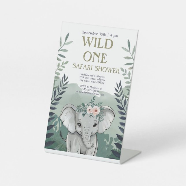Expositor En L Invitación neutral de Baby Shower al Boho Safari (Anverso)