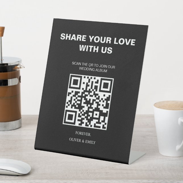 Expositor En L Invitaciones de boda modernas con código QR  (In Situ)