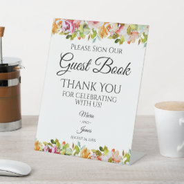 Expositor En L Invitado Boda Floral de color acuático de verano e