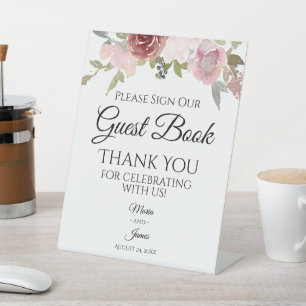Expositor En L Invitado Boda Floral de color acuático de verano e