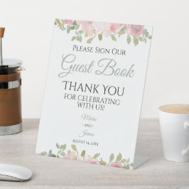 Expositor En L Invitado Boda Floral de color acuático de verano e