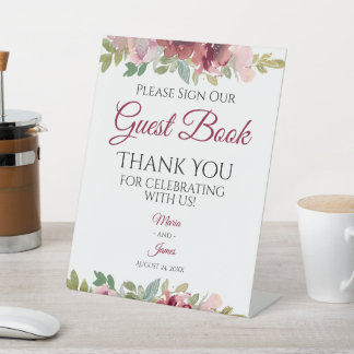 Expositor En L Invitado Boda Floral de color acuático de verano e