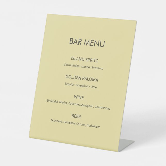 Expositor En L Island Citrus Yellow Wedding Bar Sign (Anverso)