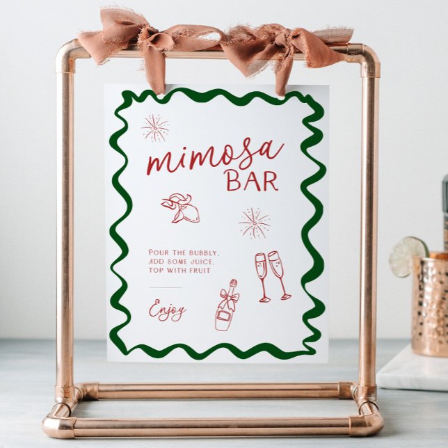 Expositor En L Italian That's Amore Bridal Shower Mimosa Bar (Mimosa Bar Sign with modern Italian colors and handdrawn illustrations)