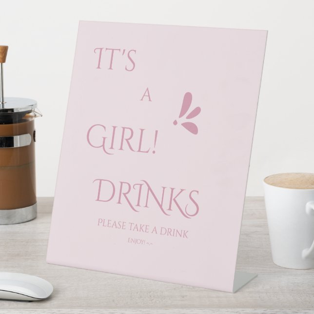Expositor En L It's A Girl! Minimalism Pastel Pink Drinks (In Situ)