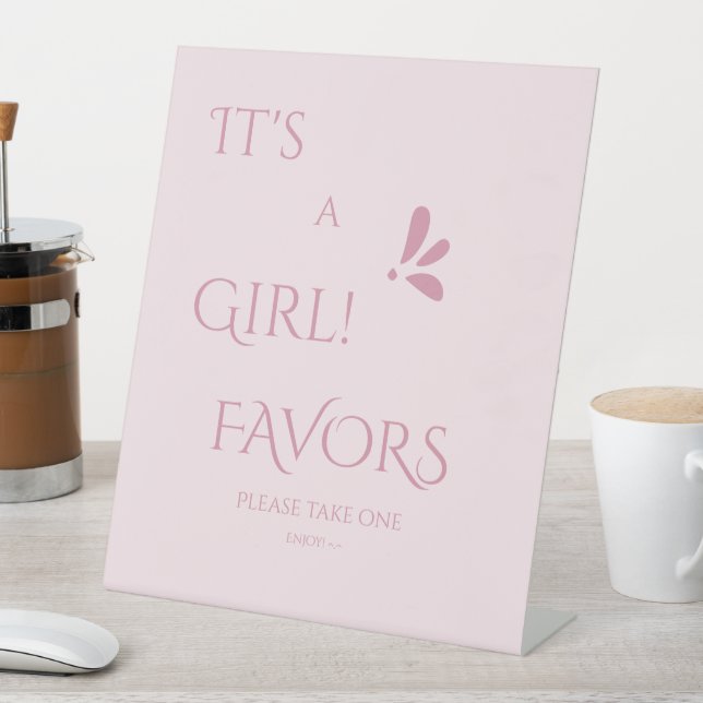 Expositor En L It's A Girl! Minimalism Pastel Pink Favors (In Situ)