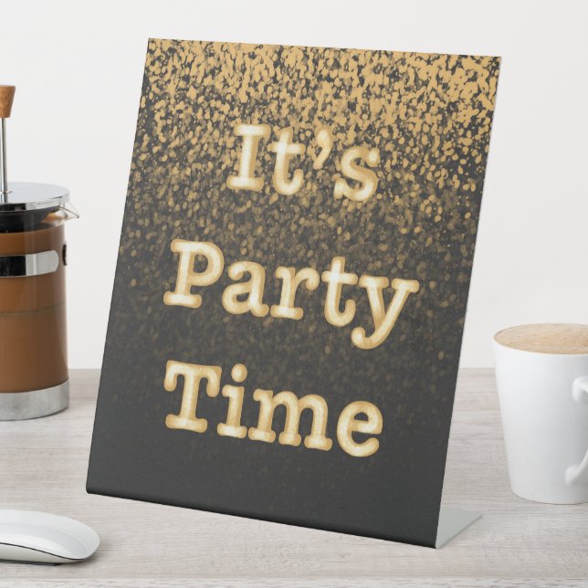 Expositor En L It's Party Time Pedestal Sign (In Situ)