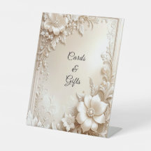 Ivory Flowers Tabletop Signs
