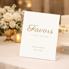 Expositor En L Ivory Gold Anniversary Favors Table Sign