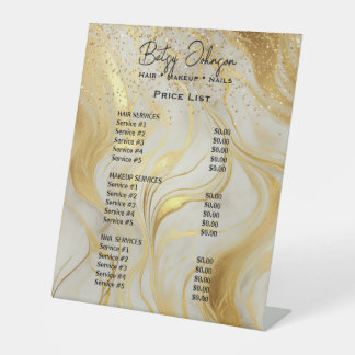 Expositor En L Ivory Marble Gold Glitter Beauty Salon Price List